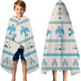 thumbnail image 3 of Blue Ethnic Bird Pattern Hooded Bath Towel，60"x35" for Ages 3 To 12 Kids, Quick Dry Lightweight Soft Microfiber Hood Beach Towel Cover Up for Kids, 3 of 7