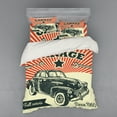 thumbnail image 2 of Ambesonne Vintage Bedding Set 3 Pcs, 60's Retro Car Pop Art, Twin XL, Emerald Orange, 2 of 3