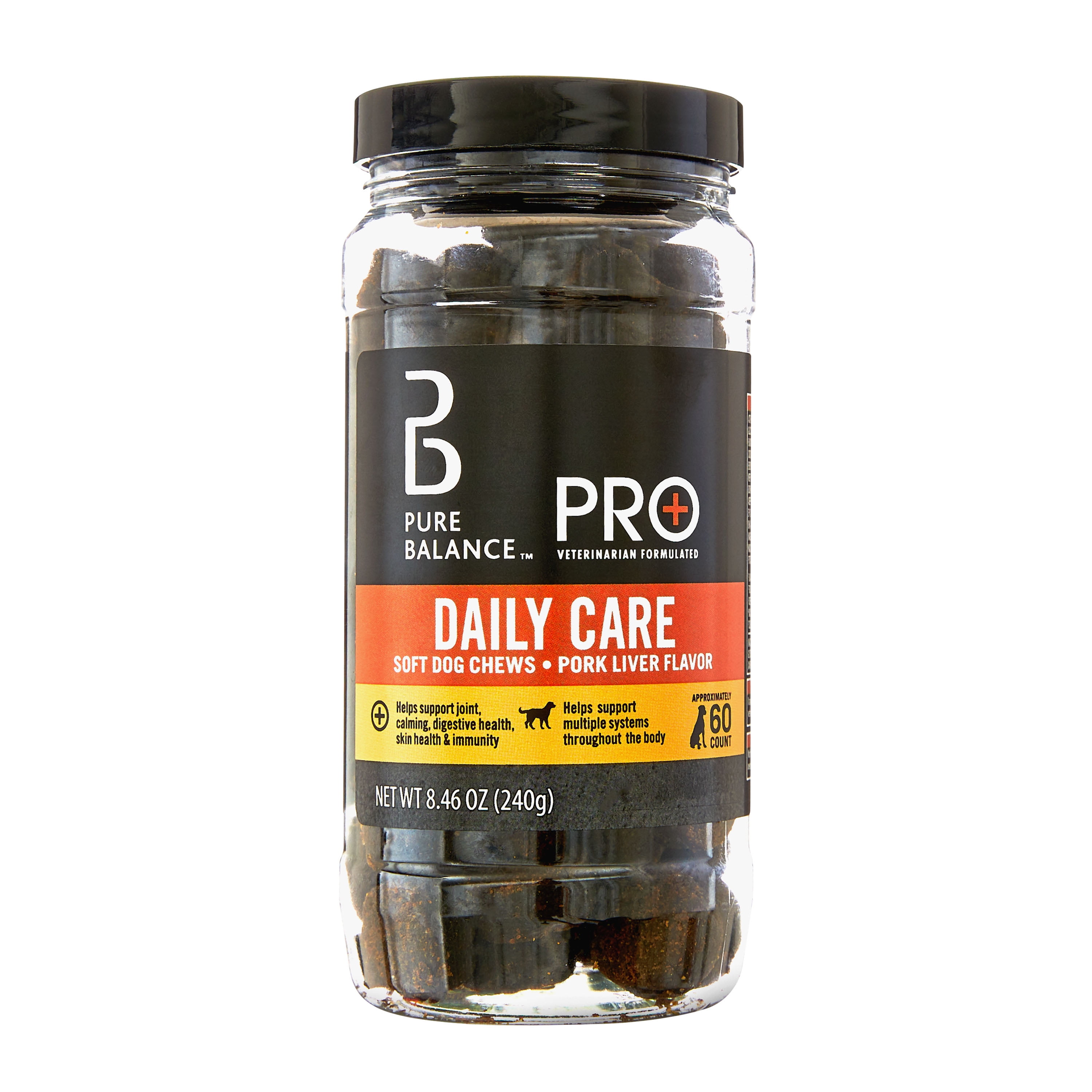 (4 pack) Pure Balance Pro+ Veterinarian Formulated Daily Care Multivitamin for Dogs, Pork Liver Flavor, 60 Count Soft Chews
