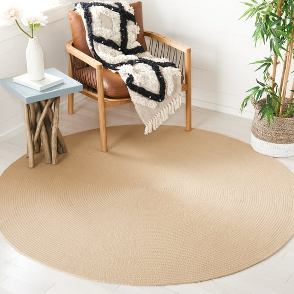 SAFAVIEH Braided Kader Solid Reversible Area Rug, Beige, 3' x 3' Round