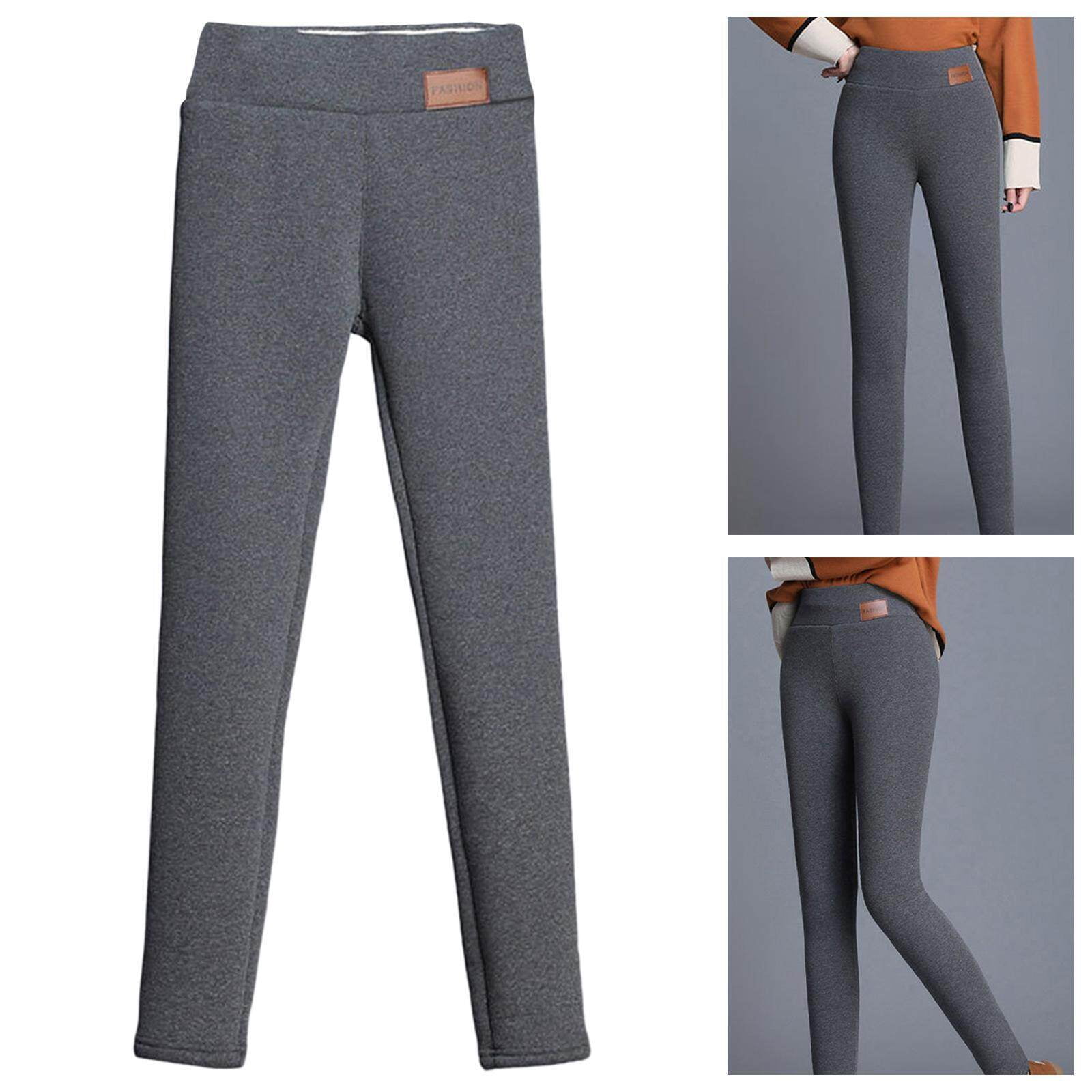 Baohd Women Fleece Lined Leggings Thick Velvet Heating Skinny Underwear Thick Tights High Butt Lift Tummy Waist Legging Solid 2XL