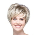 thumbnail image 2 of Gradient Net Synthetic Wigs Short White Natural Wavy Curly Women Rose Wig Wig, 2 of 4