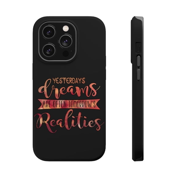 DistinctInk Tough Case for Apple iPhone 15 PRO (6.1" Screen), Compatible with MagSafe Charging - Yesterday's Dreams Tomorrow's Realities