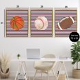 thumbnail image 3 of Stupell Industries Stripes And Sports Balls 3 Piece Gold Framed Floater Canvas Set, design by Marcus Prime, 31 x 25, 3 of 9