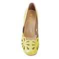 thumbnail image 4 of YDN Women Retro Round Closed Toe Flower Cutout Pumps High Heels Slip On Holiday Business Casual Dressy Shoes Size 7 Yellow, 4 of 4