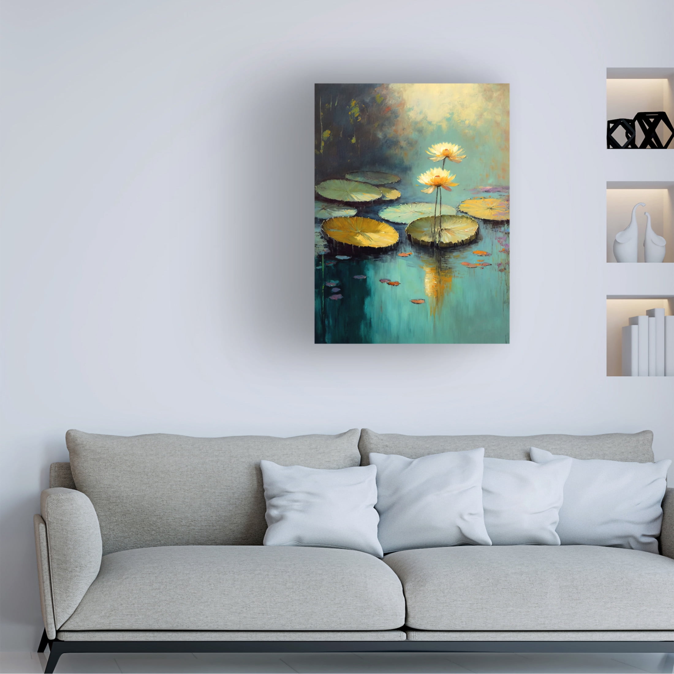 Canvas Wall Art - Treechild 'Water Lilies' Wall Art for Living Room, Bedroom, or Office D?cor by Trademark Fine Art - 35 x 47 Inches