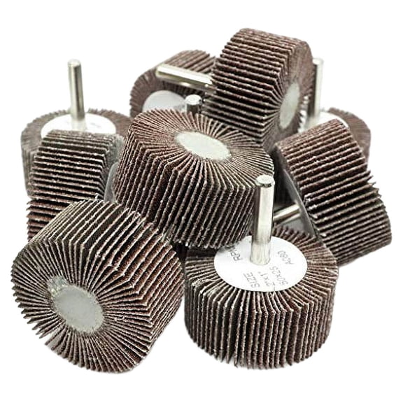 Benchmark Abrasives 2" x 1" x 1/4" Shank Mounted High-Quality Resin Bond Aluminum Oxide Flap Wheels 40 Grit - 10 Pack