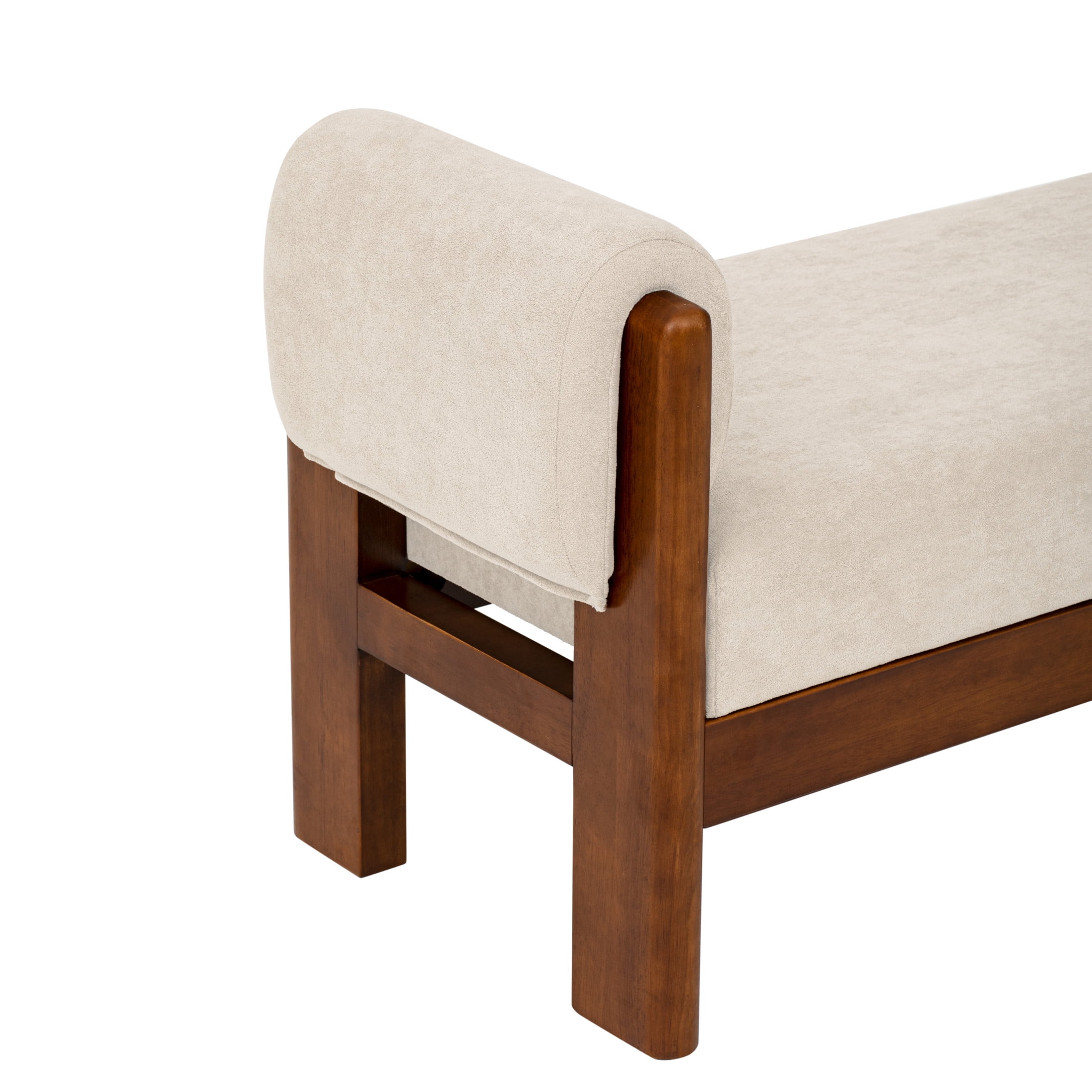 Christopher Knight Home 63" Upholstered Accent Ottoman, Solid Wood Frame End of Bed Bench, Beige
