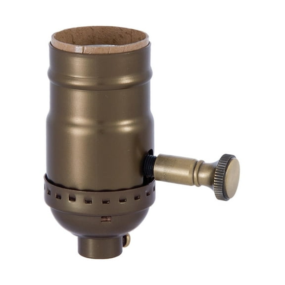 B&P Lamp® Med. Base Full Range DIMMER Socket, aluminum shell with antique brass finish