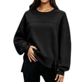 thumbnail image 4 of XRoczxe Women Crew Neck Oversized Sweatshirt Long Sleeve Raglan Top Side Split Hem Wrinkle Resistant Soft Casual Layering Pullover Multiple Fresh Solid Colors, 4 of 7
