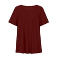 thumbnail image 4 of qucoqpe Womens Plus Size Summer Tops Fashion Solid V Neck Short Sleeve Ruched Tunic Blouse Casual Loose T Shirts for Women, 4 of 5