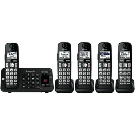 Panasonic KX-TGE445B 5-Handset Expandable Cordless Phone System With Enhanced Noise