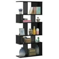 thumbnail image 1 of Gymax 5 Cubes Ladder Shelf Freestanding Corner Bookshelf Display Rack Bookcase Black, 1 of 10
