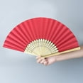thumbnail image 6 of Yucurem 1 Pack Foldable Handheld Fan, Chinese Folding Fan for Women, Solid Bamboo Paper Fans for Wedding Guests, Dancing, Party Favors (Red), 6 of 8