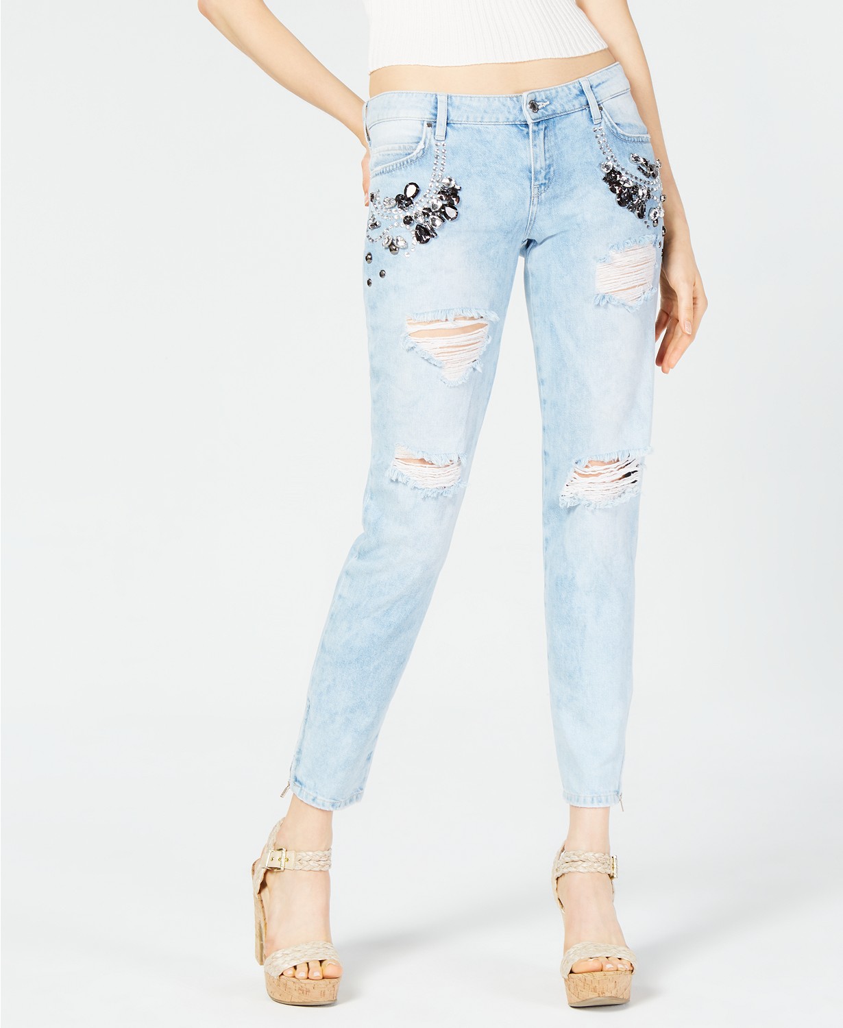 GUESS Womens Rhinestone Embellished Skinny Jeans 26