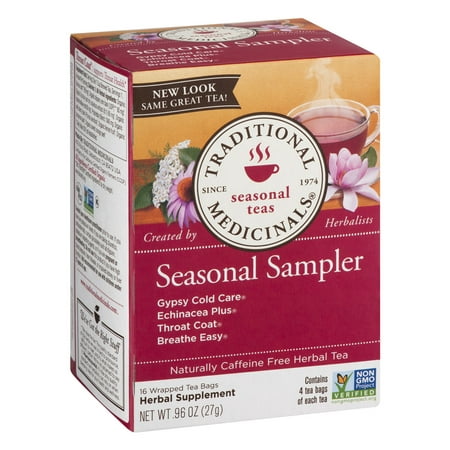 Traditional Medicinals, Organic Seasonal Herbal Tea Sampler, Tea Bags, 16