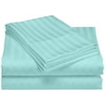 thumbnail image 4 of London Collection 600 Thread Count Wrinkle Resistant Woven Stripe 100% Egyptian Cotton 4 Piece Sheet Set (Full, Aqua), 4 of 5