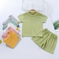 thumbnail image 2 of Kids Clothes Boys Sports Shorts Sets Spring Summer Round Neck Printed Short-sleeved Training 3 6 12 18 24 Months 3T Toddler Outfits T-Shirt Tops & Two Pieces Set, 2 of 7