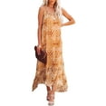 thumbnail image 2 of Liacowi Womens Summer High Low Ruffle Maxi Dress Spaghetti Strap Print Flowy Beach Long Dress, 2 of 6