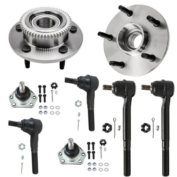 Detroit Axle - 2WD Front Wheel Hub Bearing Tie Rod Lower Ball Joint for 2000 2001 Dodge Ram 1500, Rear Wheel Drive