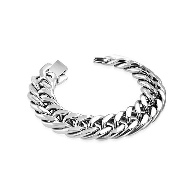 Stainless Steel Silver-Tone Classic Link Chain Mens Bracelet, 9"