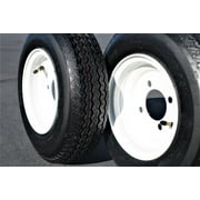 Antego Tire and Wheel 2-Pack Antego Trailer Tire on Rim 480-8 4.80-8 Load C 4 Lug White Wheel