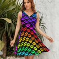 thumbnail image 7 of Rainbow Dog Paw Women's Tank Dress V Neck Sleeveless Summer Sundress, 7 of 7