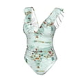 thumbnail image 4 of Yiaed World Travel Map Print Women's Ruffled One Piece Swimsuit V Neck Swimwear Slimming Monokini for Woman-XX-Large, 4 of 8