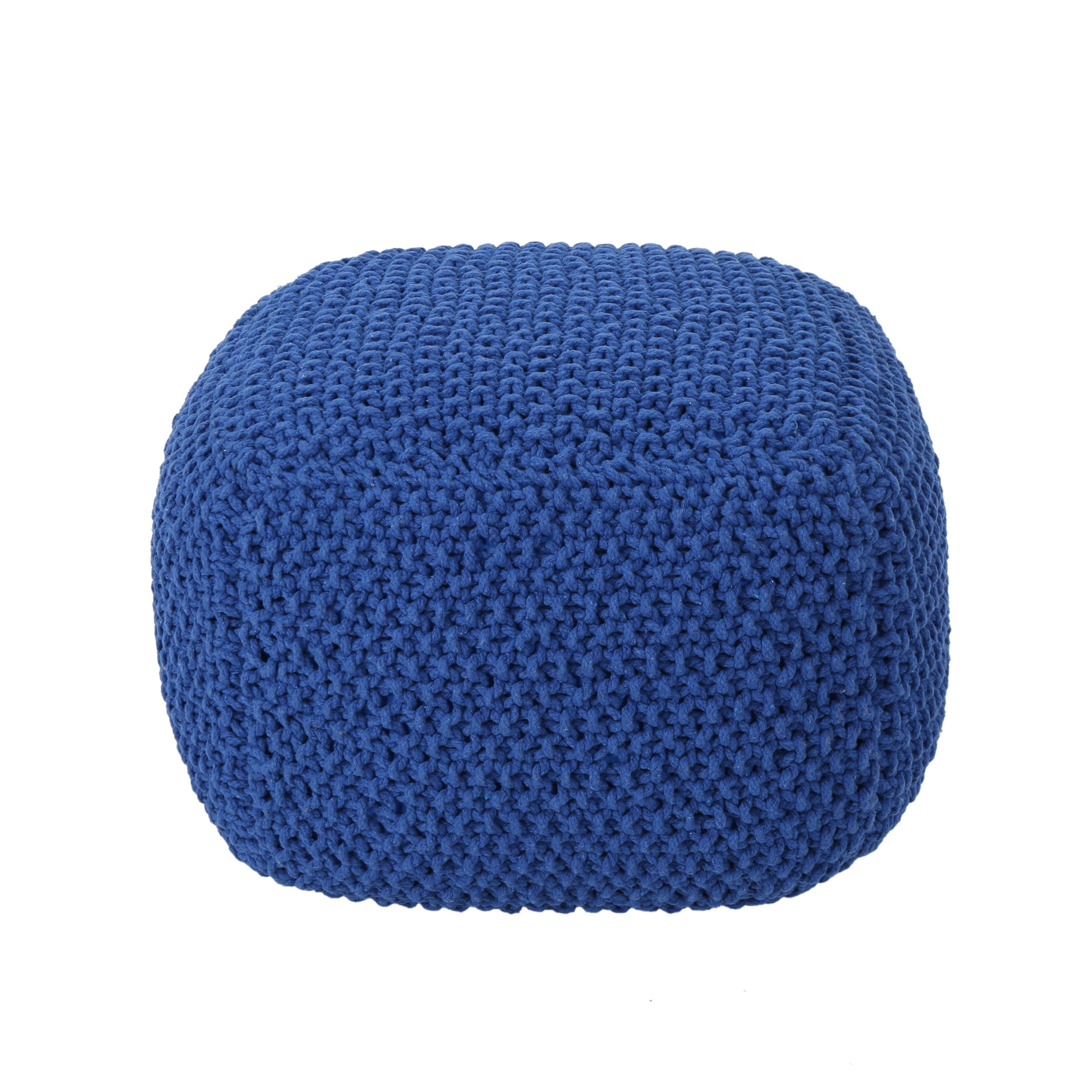 Noble House Ana Knitted Cotton Pouf, Navy