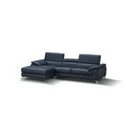 J&M Furniture A973B Italian Leather Mini Sectional Left Facing Chaise in Blue