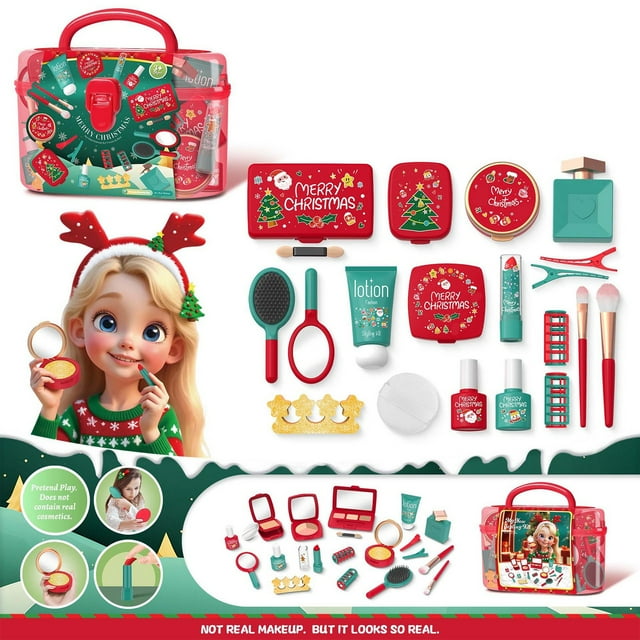 Herunwer Pretend Makeup Kit - Toy Cosmetic Collection, Fun Beauty Accessories, Fake Makeup Toys, Family Activity | Interactive Role Play Gift