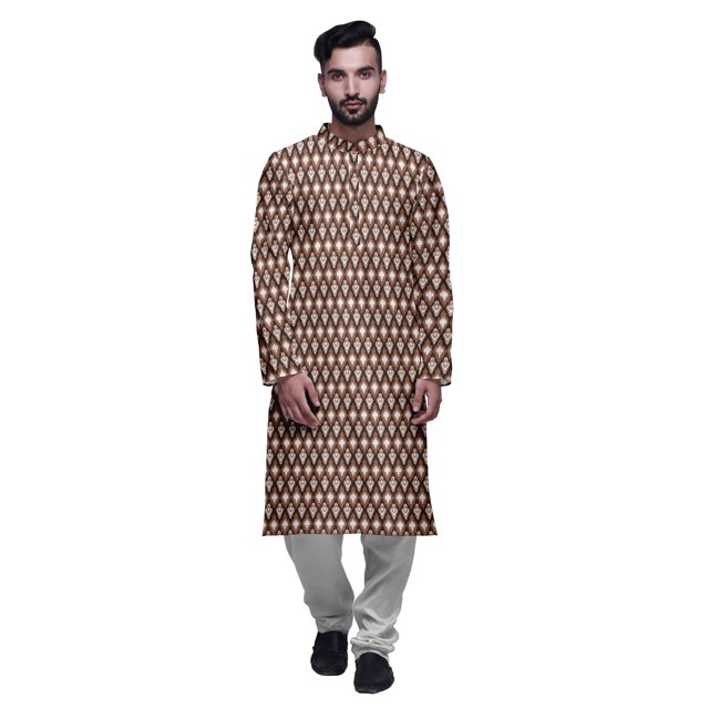 Atasi Ensemble Kurta-Pyjama Long en Coton pour Hommes, Kurta-Pyjama Décontracté de Designer, Vêtements