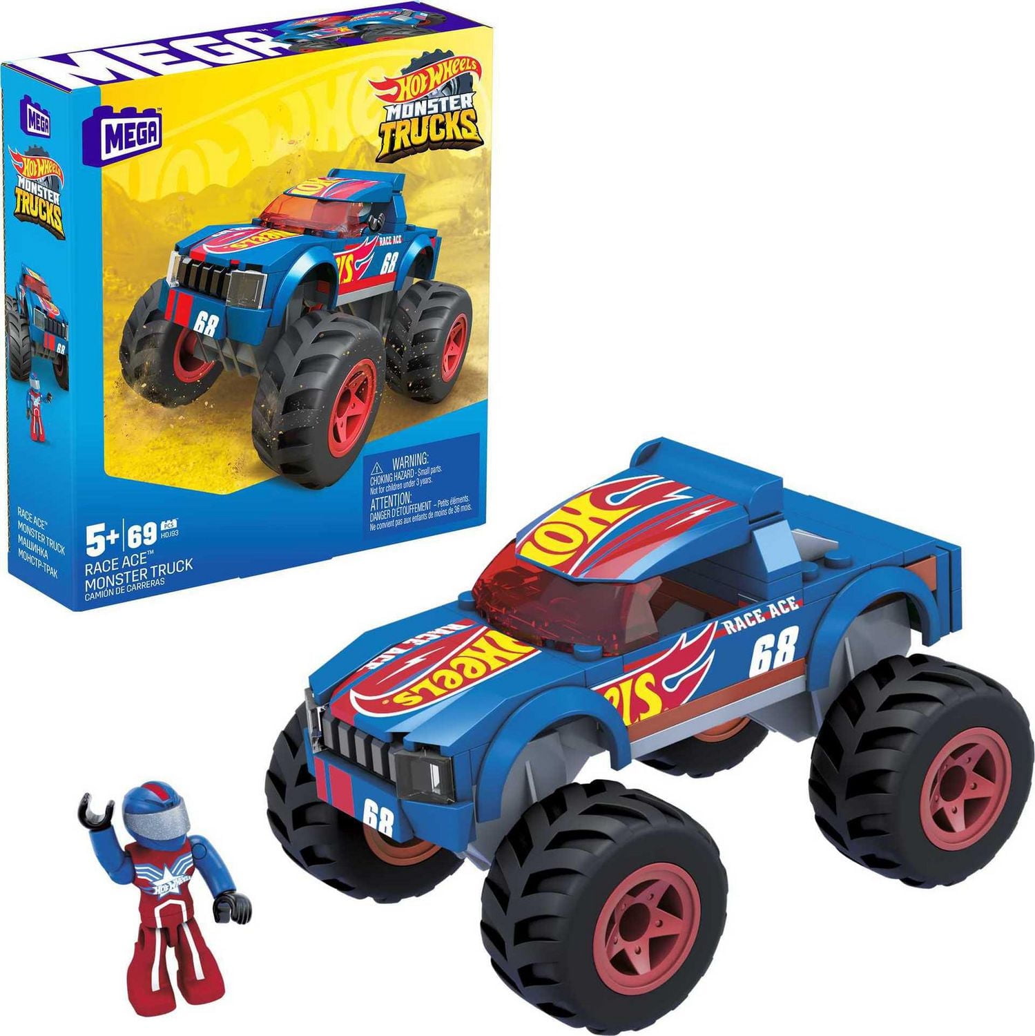 Mega Hot Wheels Race Ace Monster Truck Building Set - 69 Pieces
