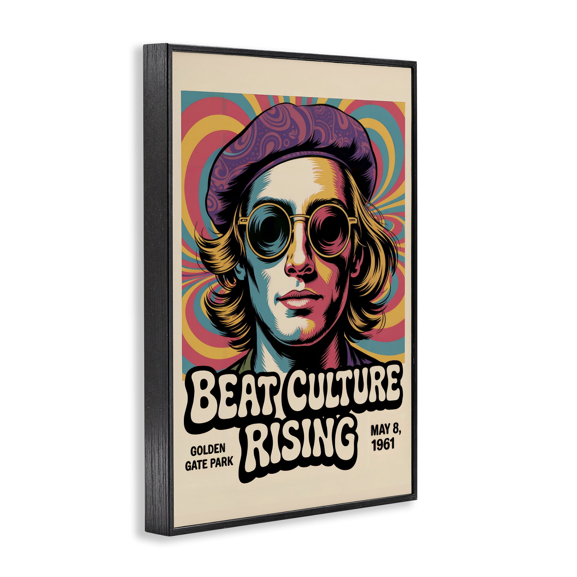 Stupell Industries Beat Culture Rising Poster Black Framed Giclee Art, design by Andreas Magnusson
