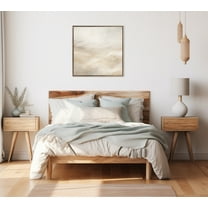 Kate and Laurel Sylvie Beaded Tonal Abstract Textural White and Beige Light Natural Neutrals Vintage Framed Canvas Wall Art by The Creative Bunch Studio, 30x30 Gold, Modern Abstract Landscape Art