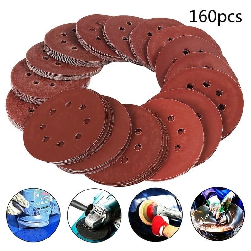 160pcs Flocking Sandpaper Disc Sandpaper Grinding Brushed Back Velvet