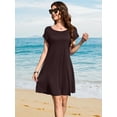 thumbnail image 3 of Traje de baño con capucha LARACE para mujer, talla grande, café 5X, 3 of 6