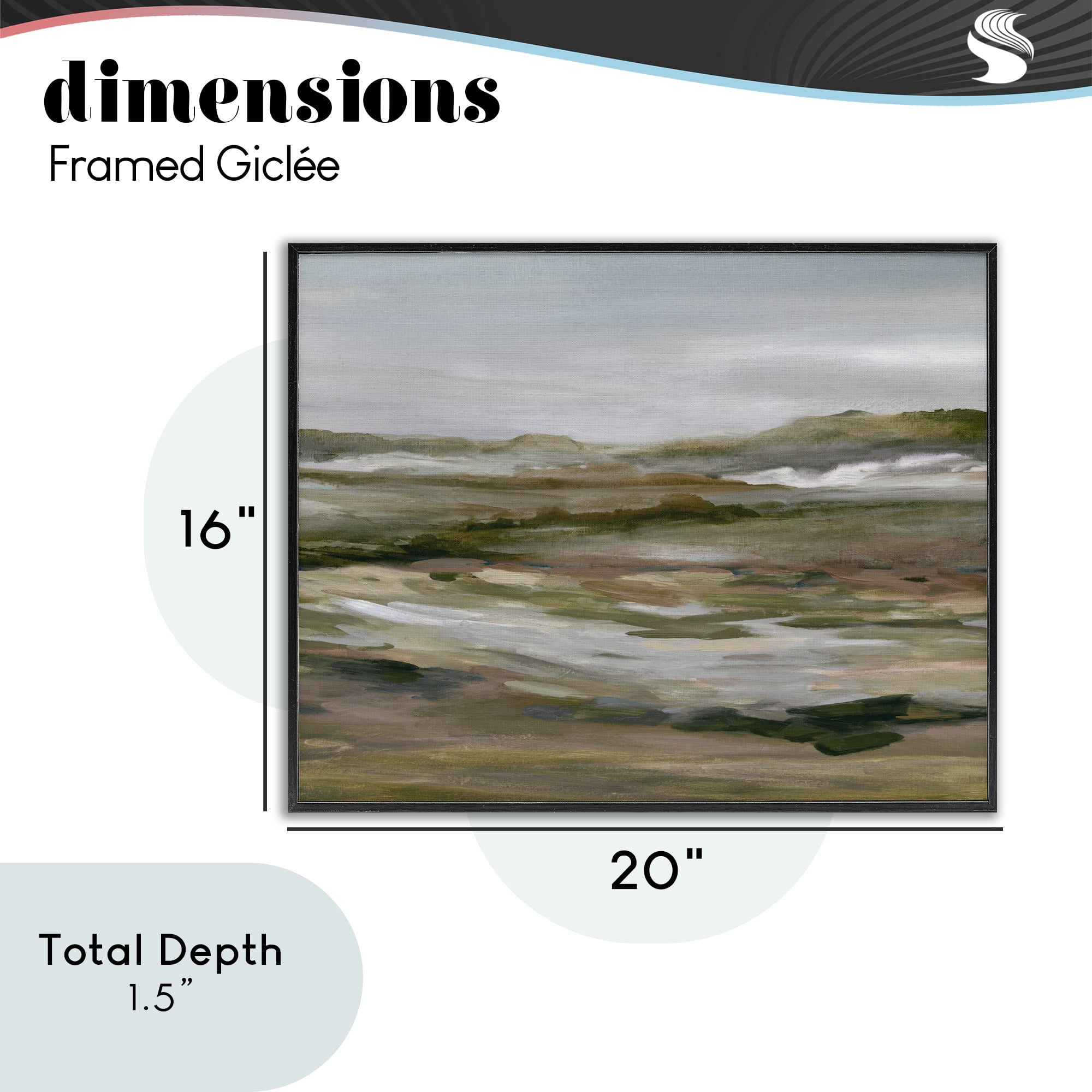 Stupell Industries Natural Meadow Abstract Horizon Black Framed Giclee Art, design by Carol Robinson