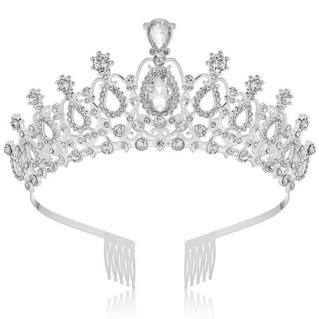 Coronas para mujer, corona de princesa plateada, corona de cristal para novia, boda, desfile, cumpleaños, fiesta
