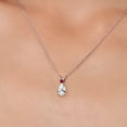 thumbnail image 3 of Gem Stone King 14K White Gold White Created Sapphire and Red Created Ruby Pendant Necklace for Women | 1.16 Cttw | Gemstone September Birthstone | Pear Shape 8X5MM | With 18 inch Chain, 3 of 6
