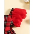 thumbnail image 6 of CIYCuIT Kids Baby Girl Christmas 2Pcs Outfits Short Sleeve Mesh Patchwork Plaid Print A-line Dress + Headband 6M 12M 18M 24M 3T 4T 5T Toddler Casual Princess Dress, 6 of 8
