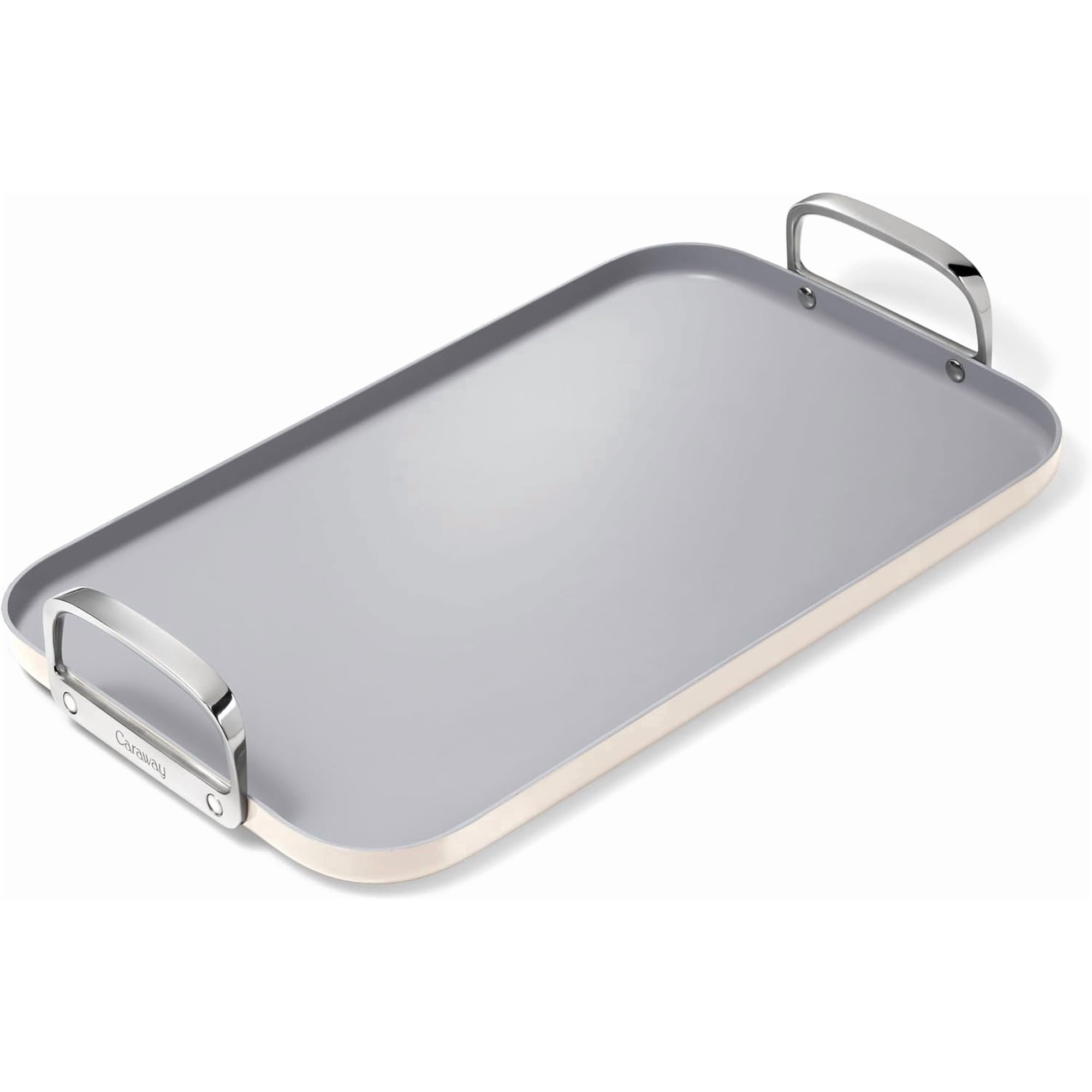 Caraway Double Burner Griddle - 19x12” Griddle Pan - Non-Stick Ceramic Coated - Oven Safe & Compatible with All Stovetops - Cream
