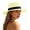 Beige, variant on Women's Open Weave Straw Fedora Hat, Black Ribbon Band Wide Brim Summer Beach Sun Hat Brown One Size