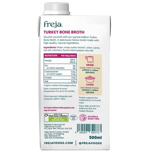 Freja Turkey Classic Bone Broth 500ml, British Import (Pack of 3)