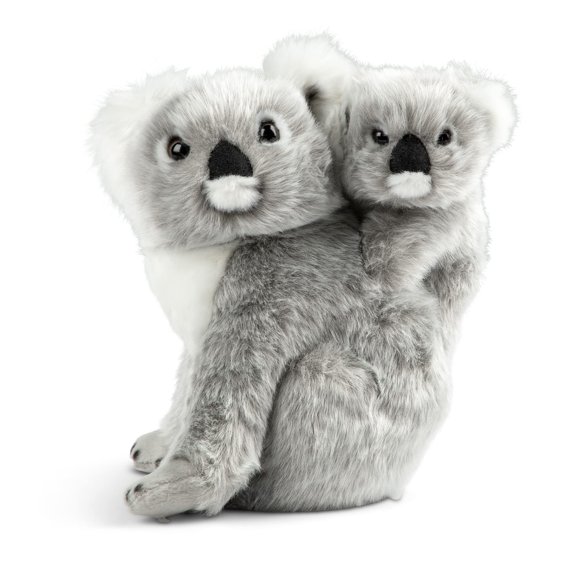 DEMDACO Momma Koala Bear with Baby 9 Inch Gray and White Polyester Plush Stuffed Animal