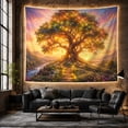 thumbnail image 6 of Lantern Tree of Life on Path, Dreamy Fantasy for Spiritual Decor Lovers, Enchanted Nature Wall Art, Housewarming Gift, Tapestry Wall Hanging for Bedroom, Living Room and Dorm, 6 of 7