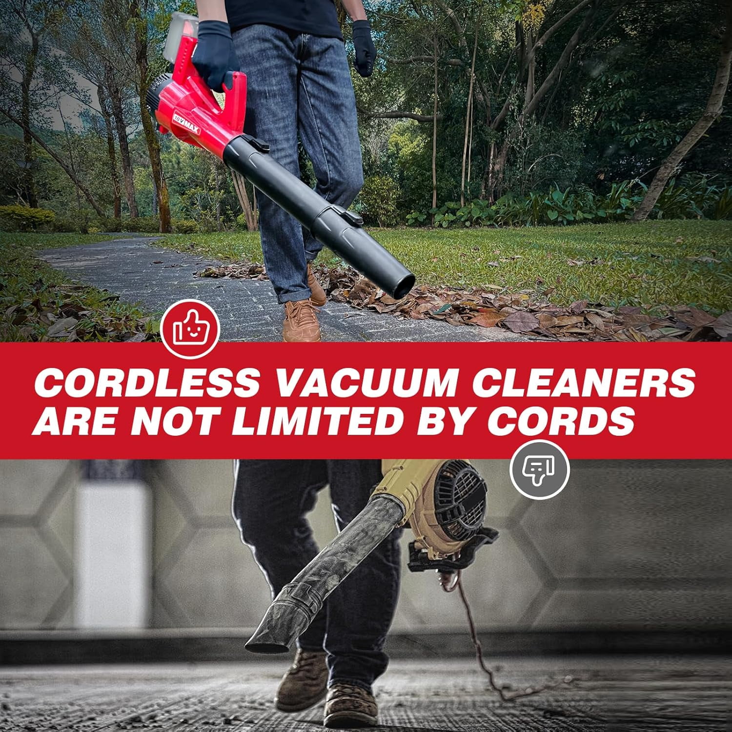 Electric Leaf Blower Cordless, 320 CFM 150 MPH Battery Powered Leaf Blower with  21V 2000mAh Battery and Charger, 2 Tubes, Leaf Blowers for Lawn Care, Snow, Debris, Dust