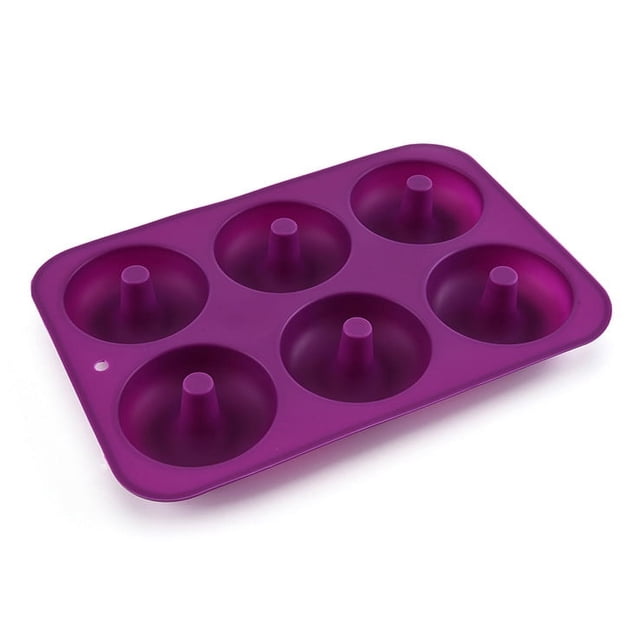 Molde de silicona para 6 donas redondas uniformes, molde para hornear en el horno, molde de silicona resistente a altas temperaturas y de grado alimenticio