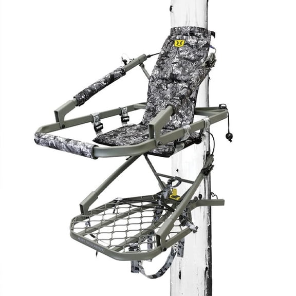 Hawk Warbird Climber Portable Aluminum Big Game Camo Hunting Tree Stand with 21" x 34" Platform & 19" x 12" Foam Padded Seat