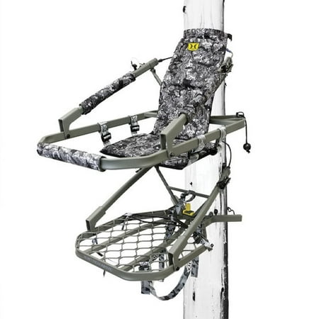 Hawk Warbird Climber Portable Aluminum Big Game Camo Hunting Tree Stand with 21 x 34 Platform & 19 x 12 Foam Padded Seat